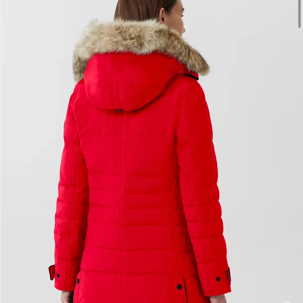 Canada Goose Women's Vibrant Red Puffer Coat with Fur Hood - Picture 3 of 16